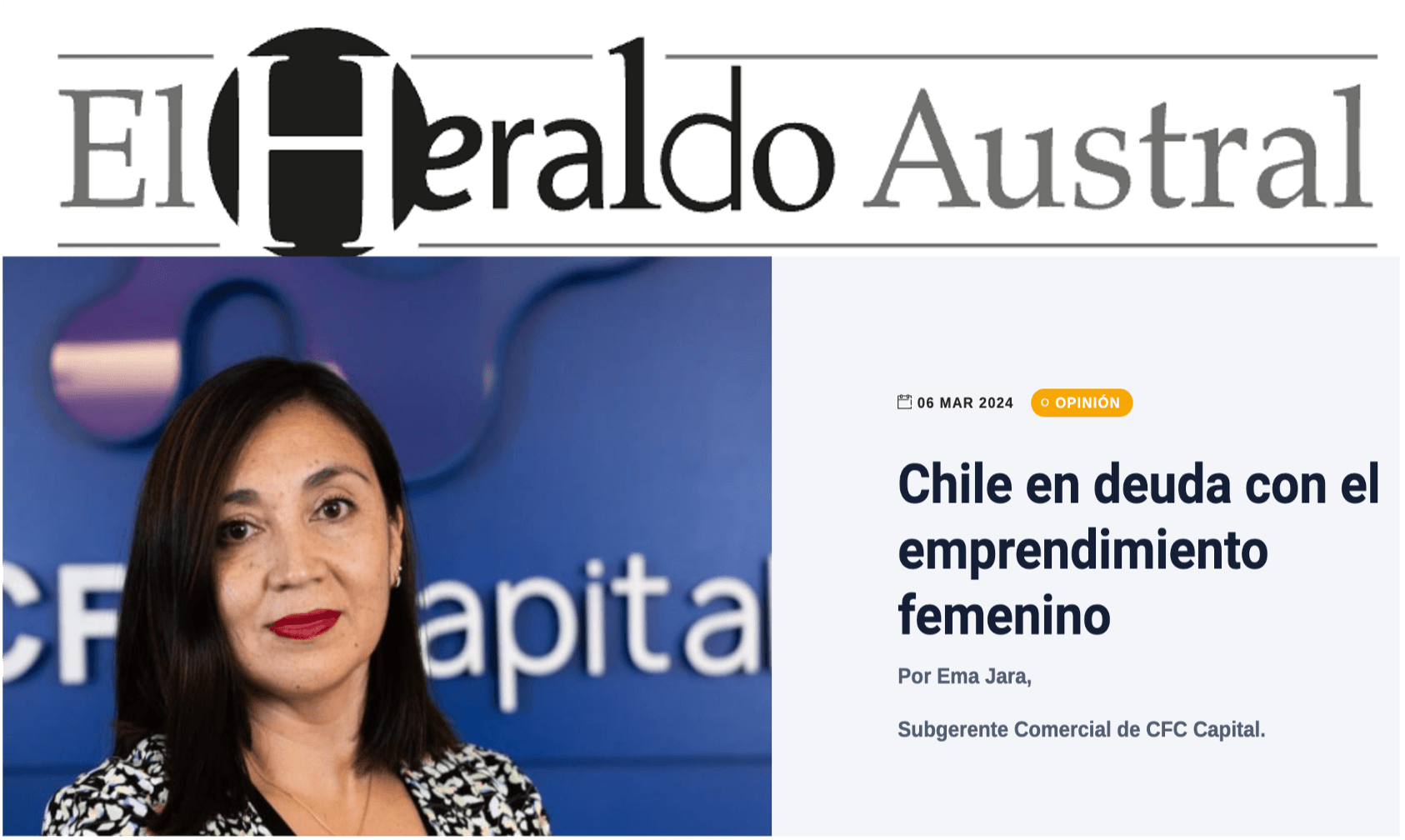 Ema Jara, Subgerente comercial: Chile en deuda con el emprendimiento femenino