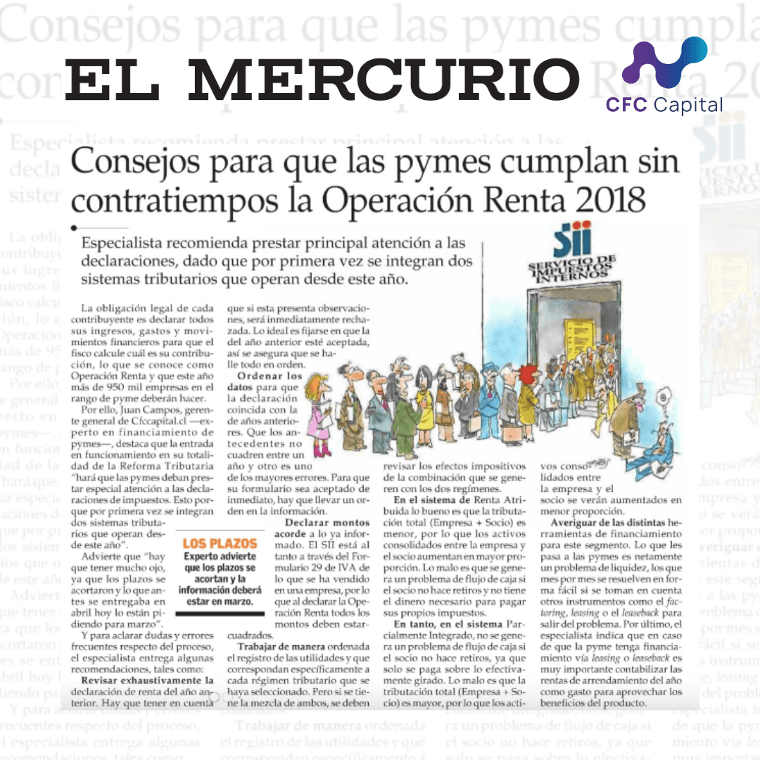 El Mercurio: Consejos para que las pymes cumplan sin contratiempos la Operación Renta 2018