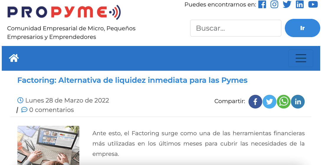 Factoring: Alternativa de liquidez inmediata para las Pymes